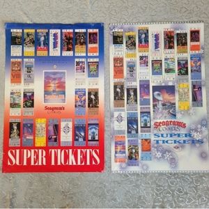2 Super Bowl Tickets Posters 1991 XXVI & 1988 XXIII Seagrams Coolers Vintage NFL